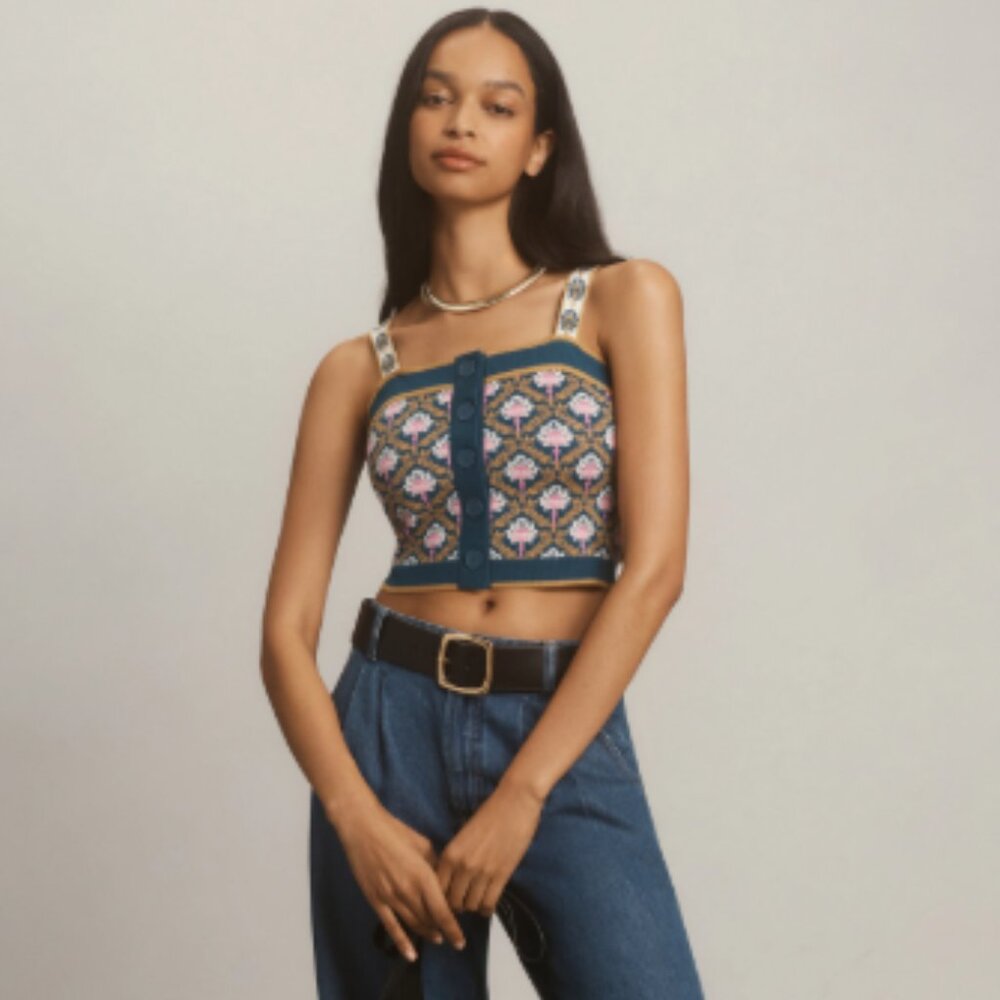 Brand New Maeve Cropped Square Neck Tank Top